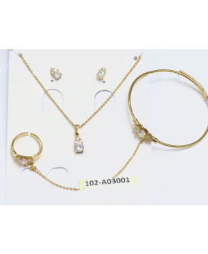 4 In 1 Fashion charm 18 K gold plated jewellery set