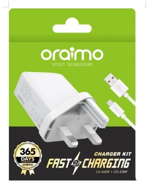 Chargerkit oraimo CU-60ZR+CD-52BR UK 2A-white