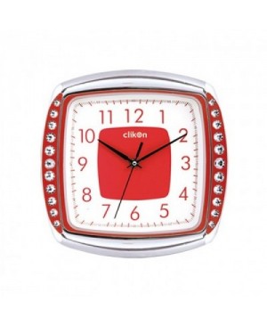 Clikon WALL CLOCK SQUARE SHAPE WITH RED AND WHITE COLOR - CK1112
